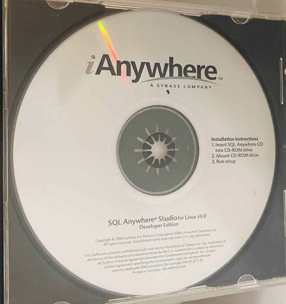 SQL Anywhere Studio Linux v9.0 Developer Edition (2004) Sybase CD Excellent Rare