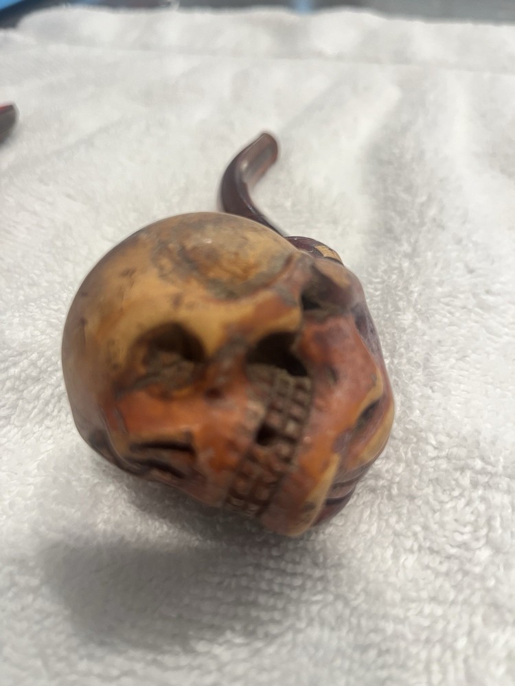 Vintage Antique Merschaum Skull In Hand Pipe