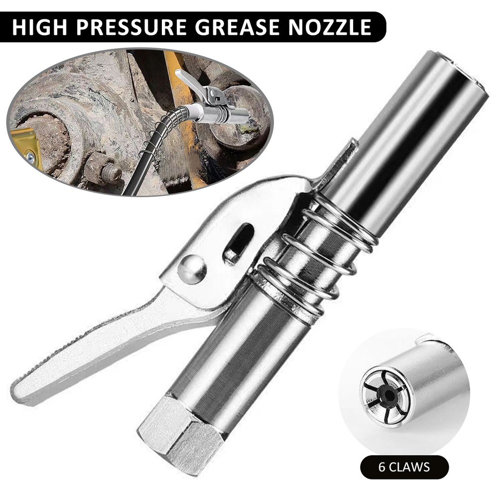1/8" NPT 10000PSI Grease Gun Coupler Quick Release Locking Grease Nozzle x2