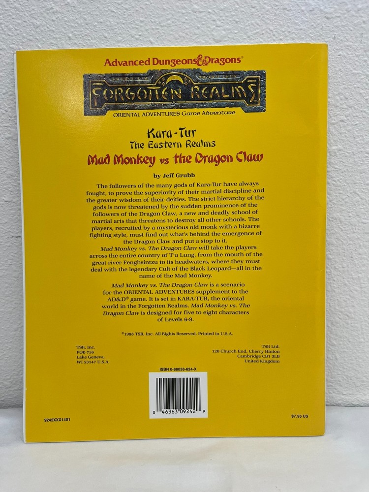 Dungeons and Dragons 2e - Mad Monkey vs the Dragon Claw Module