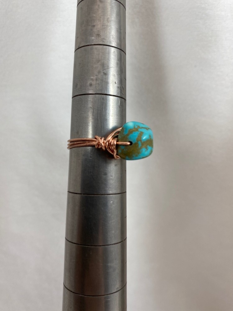 Handmade ~ Copper Wire Wrap ~ Turquoise Ring Size 9 #61