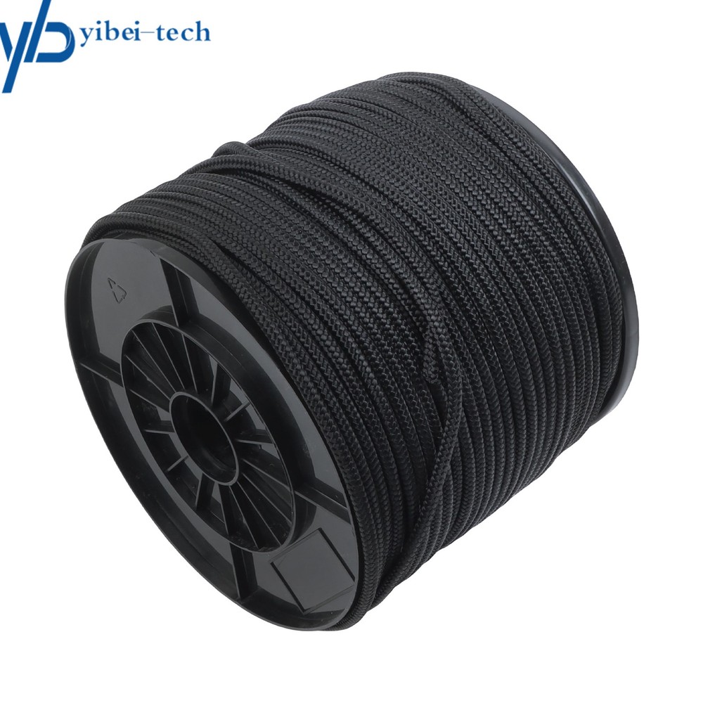 1/4 Inch Nylon Polyester Cord 500 Foot Spool Solid Braid Industrial Grade Black