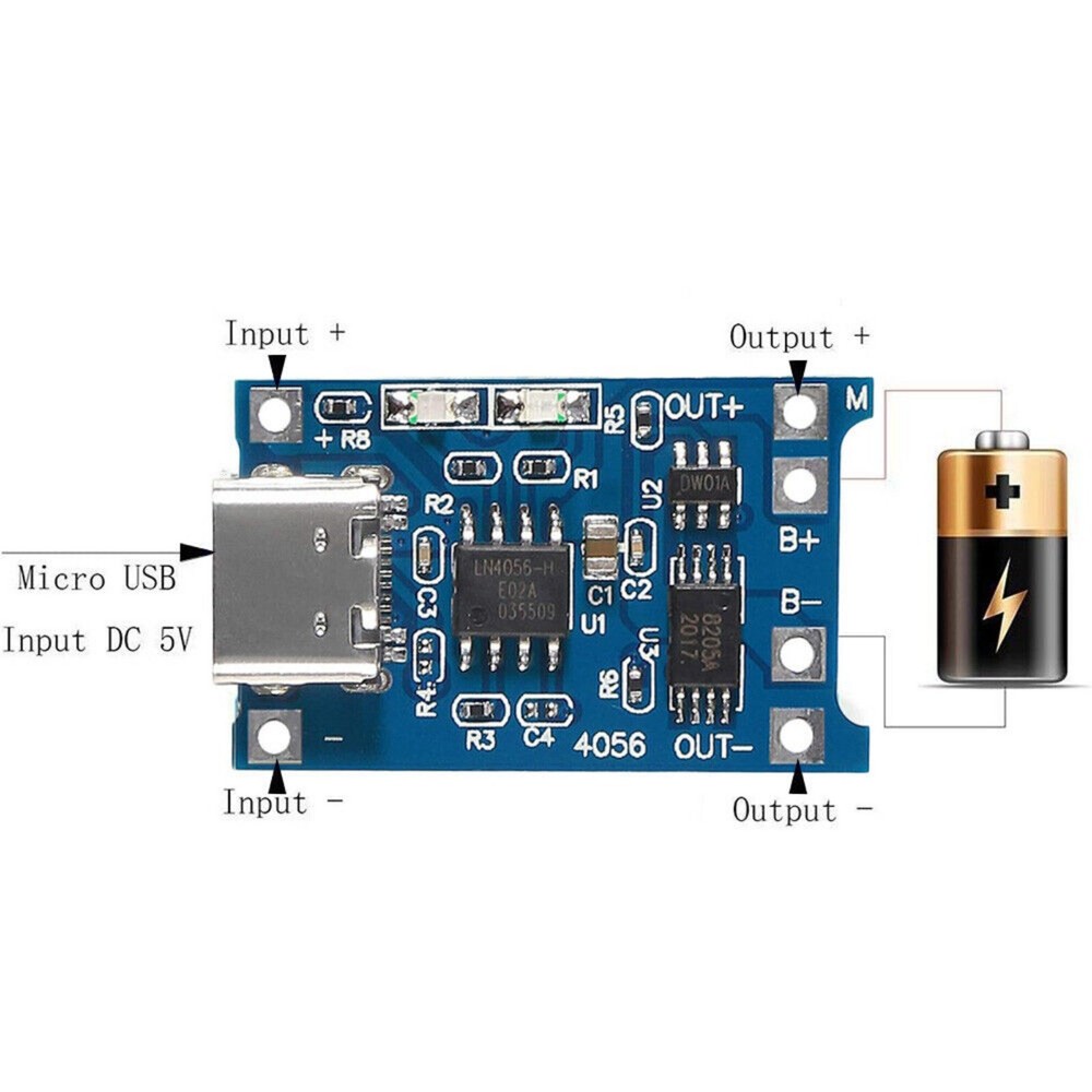 20PCS TP4056 5V 1A USB Type-C/Micro USB 18650 Lithium Battery Charging Board