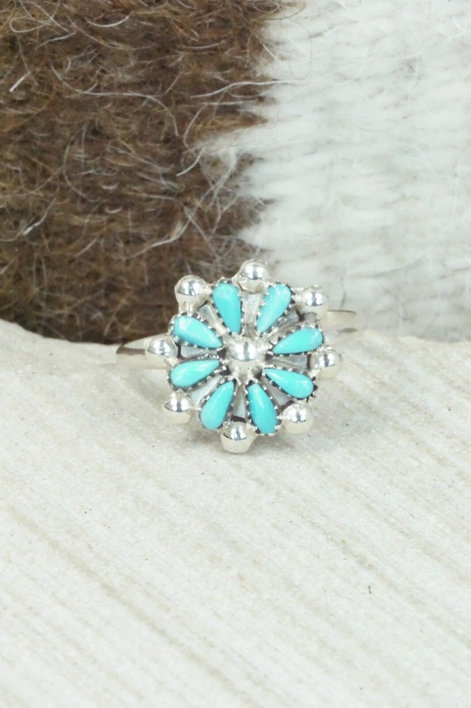 Turquoise & Sterling Silver Ring - David Leekity - Size 8.75