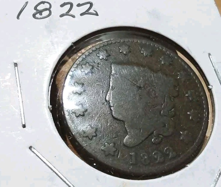 1822 Coronet Head Large Cent Penny - Circulated Condition