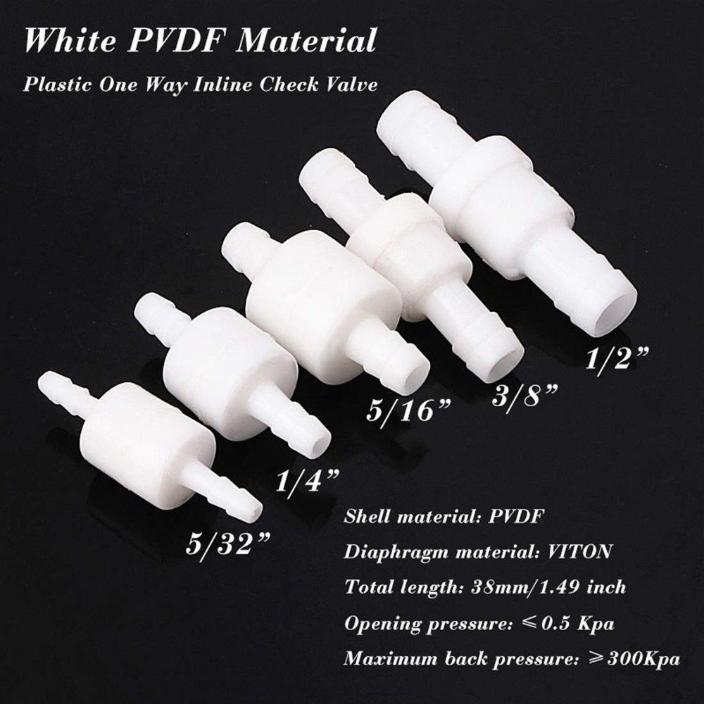 Quickun 3/8" Barb Hose One Way Inline Check Valve Non Return Ozone 3/8-5PCS