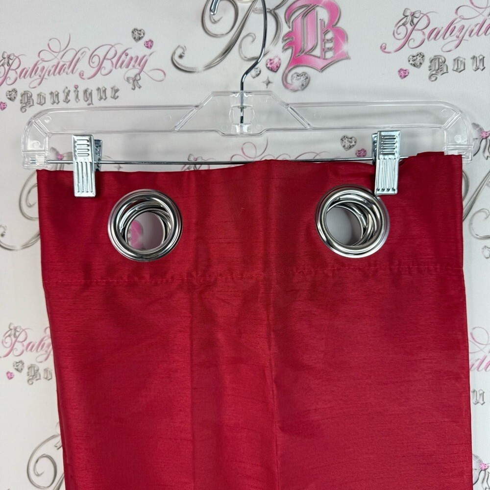 Curtain blind silver hooks Red Grommet Top Curtain Panel