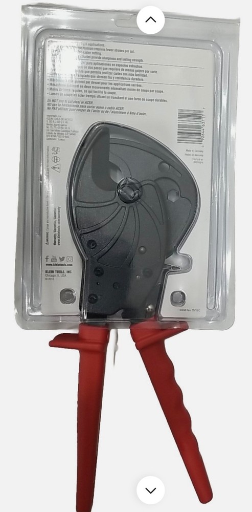 Klein Tools 63711 Open Jaw Cable Cutter - Red