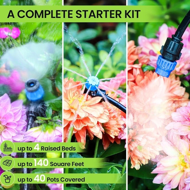 230FT Drip Irrigation Kit Automatic Watering System Easy Install Water Efficient