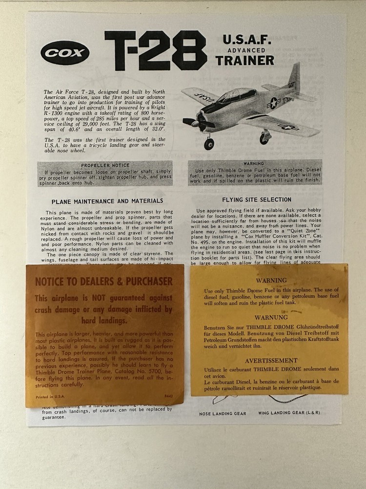 Cox Airplane Instructions