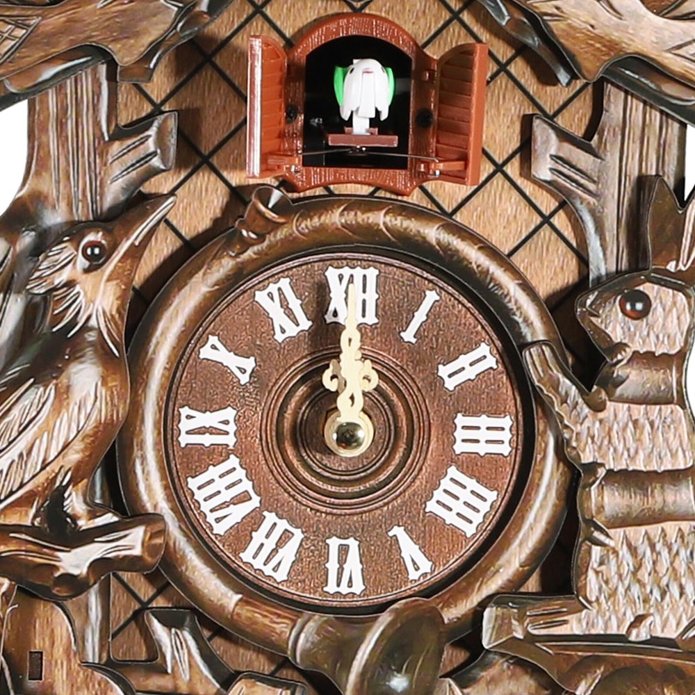 Vintage Clock German Black Forest Wooden Hunter Clock