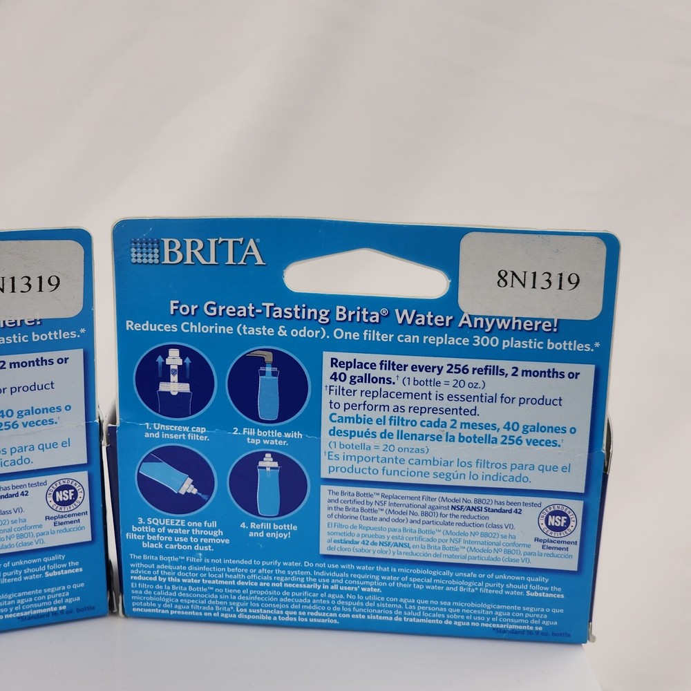 x2 Brita Soft Squeeze Water Bottle Replacement Filters 2 pack New Sealed Package