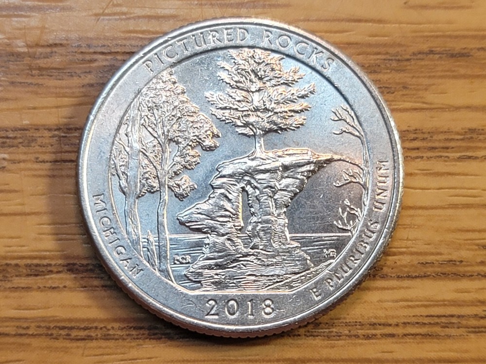 2018-p Pictured Rock ATB Quarter with Die Chips Mint Error.