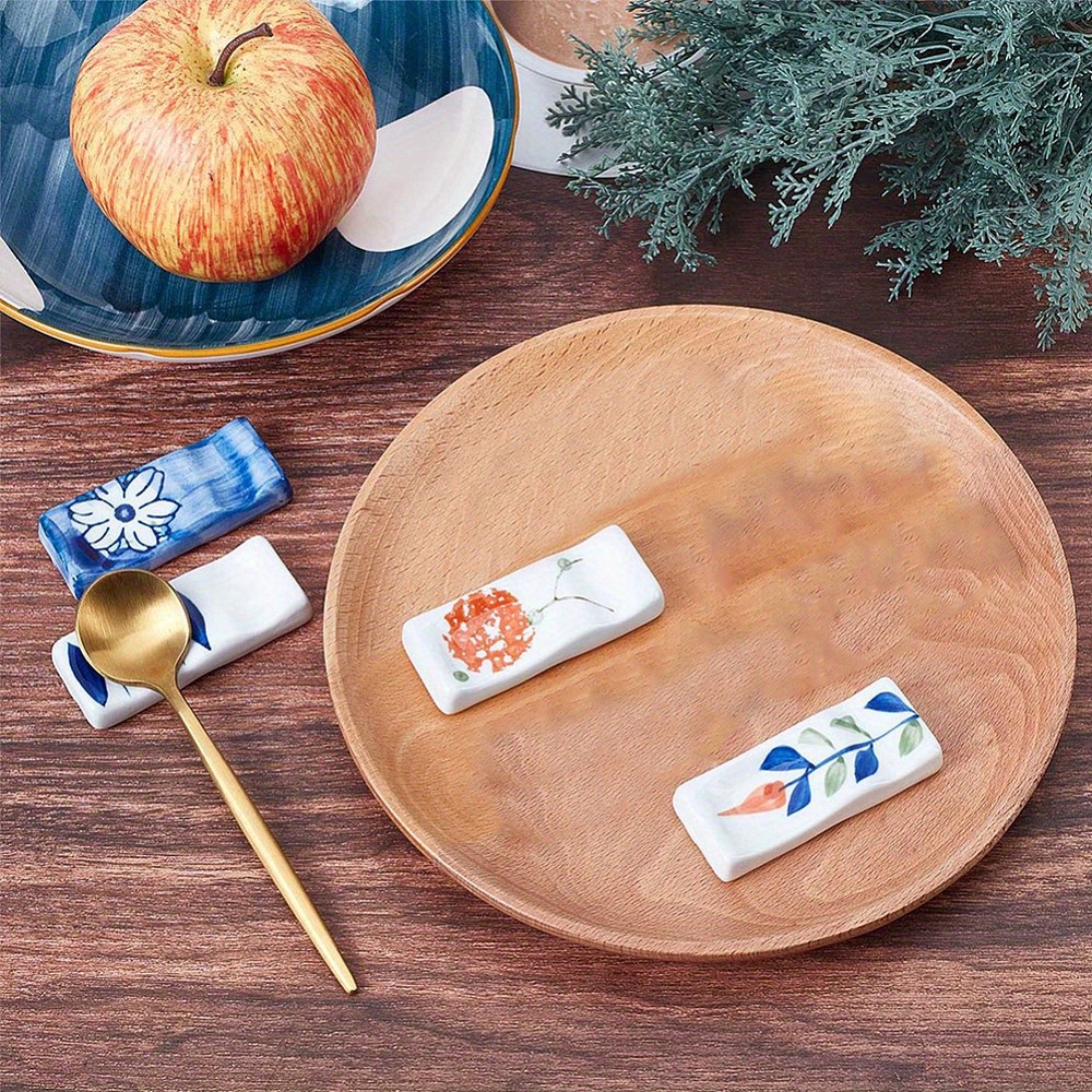 1set 4pcs 4 style Porcelain Chopsticks Stand Rectangle with Pattern Mixed