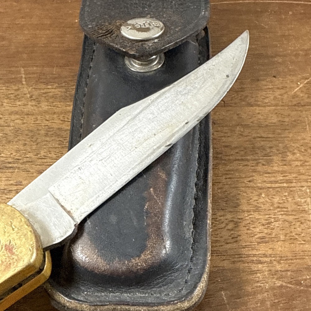 Vintage Buck 110 Fold Knife & Leather Sheath