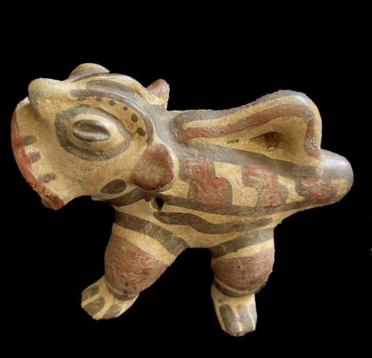 PRE-COLUMBIAN AUTHENTIC POLYCHROME PAINTED POTTERY FIGURE