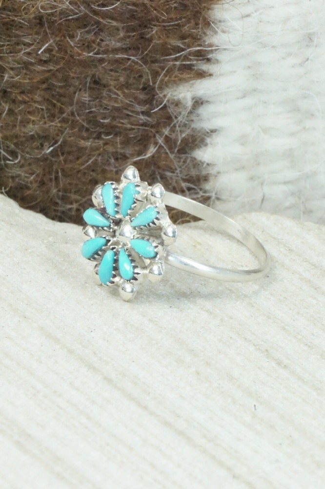 Turquoise & Sterling Silver Ring - David Leekity - Size 8.75