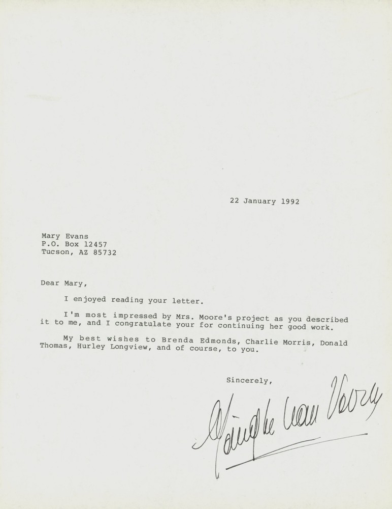 Monique Van Vooren Signed Letter