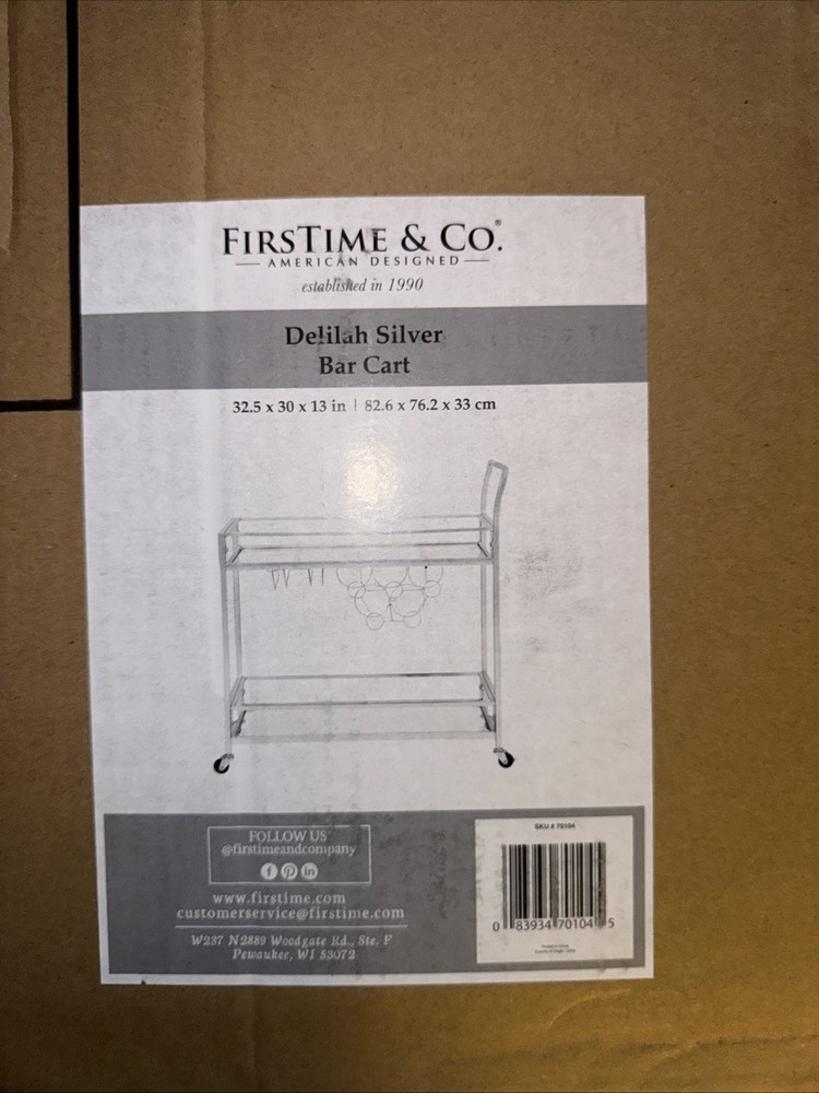 FirsTime & Co. Silver Delilah Bar Cart