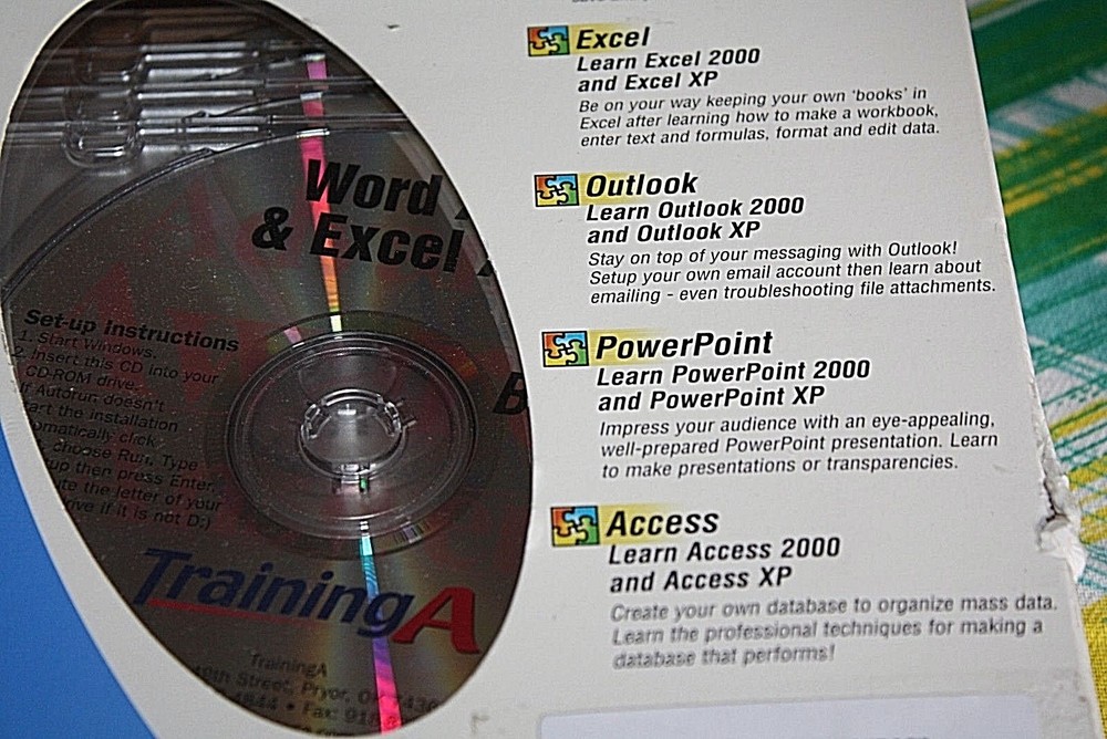 Microsoft Office XP & 2000 Training Deluxe Office 10 Tutorials on 4 CD-Roms-G-=