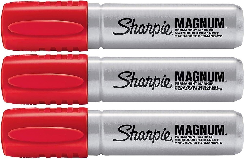 Sharpie Magnum Oversized Red Permanent Marker Chisel Tip 3-Pack - Bold & Durable