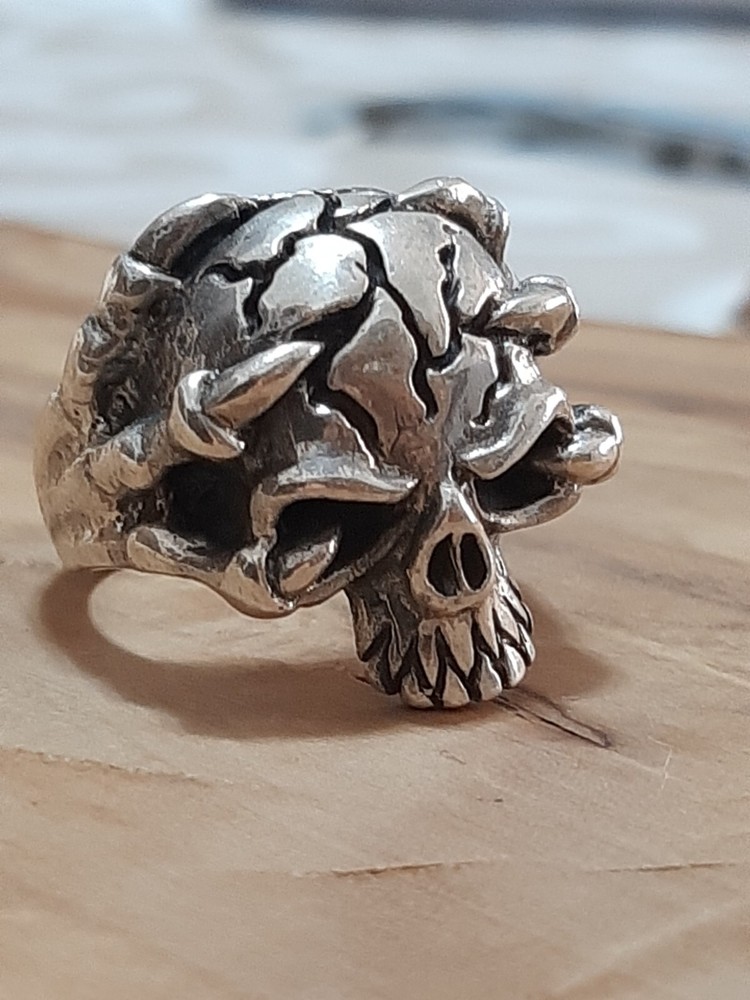 925 MENS SILVER RING skull motorcycle pirate claws