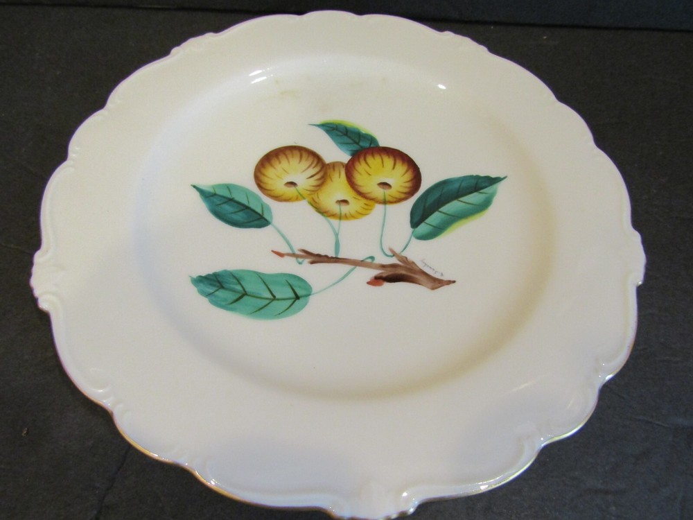 Castleton Studios CHERRIES 9 1/8" Luncheon Plate Painted-AMERICAN FRUIT PRINT