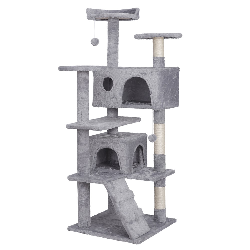 55" Cat Tree Multi Level Tower Condo Activity Center Scrathching Post Light Grey