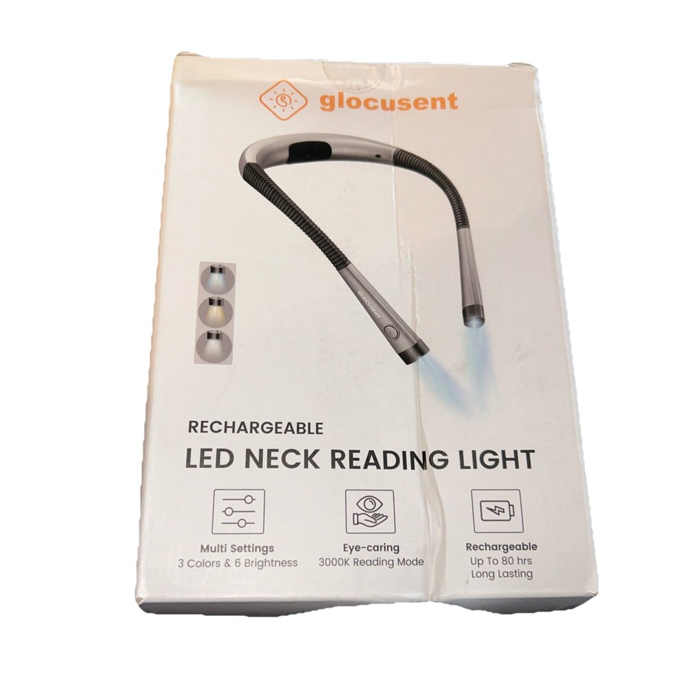 Glocusent LED Neck Light • Book Light for Personal Reading • Adjustable • NIB