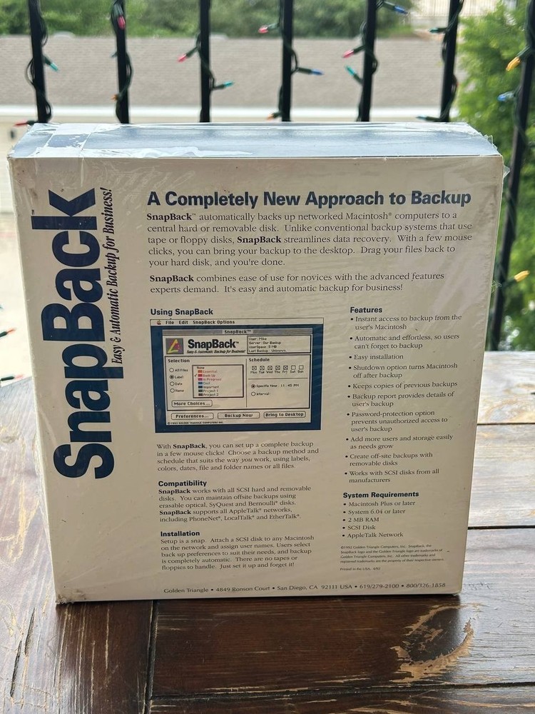 SnapBack strarter Pack. Server and 3 Users for Apple Macintosh. Vintage software
