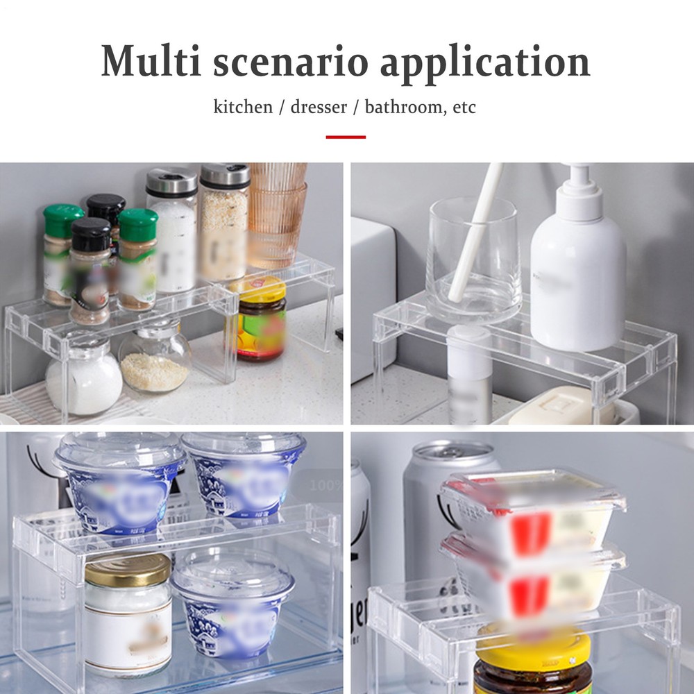 Refrigerator Organizer Shelf Rack Stackable Clear Storage Rack for Cabinet