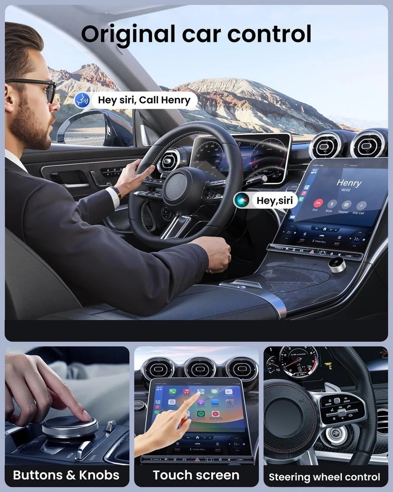 2-in-1 Mini Wireless CarPlay & Android Auto Adapter Plug & Play Bluetooth 5.4