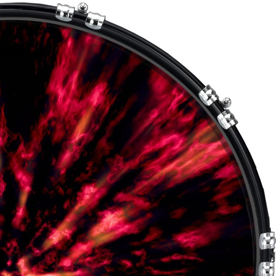 20" Custom Bass Kick Drum Front Head Graphical Explosive Red