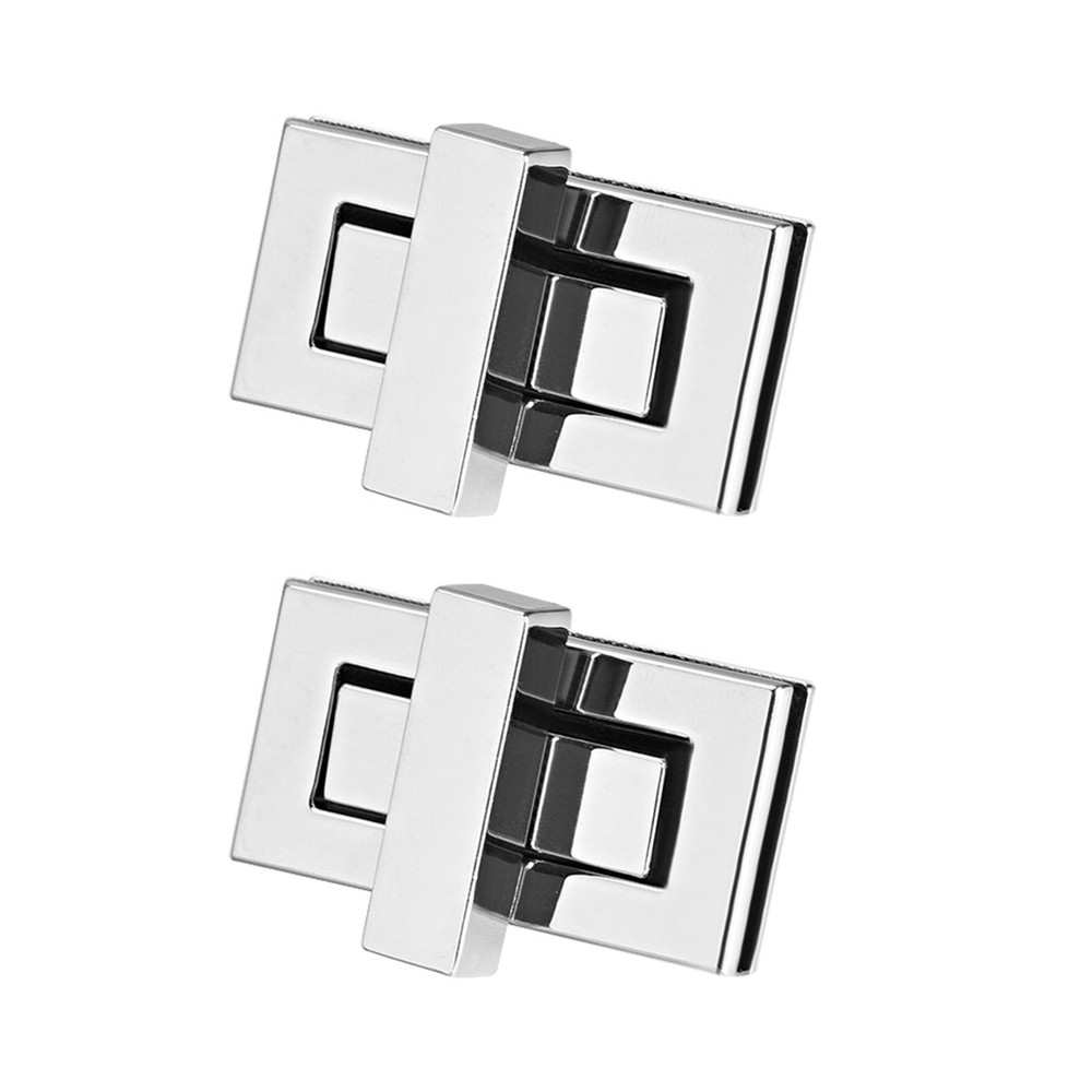 2 Sets Rectangular Purses Twist Lock 44mm x 22mm Clutches Closures Silver