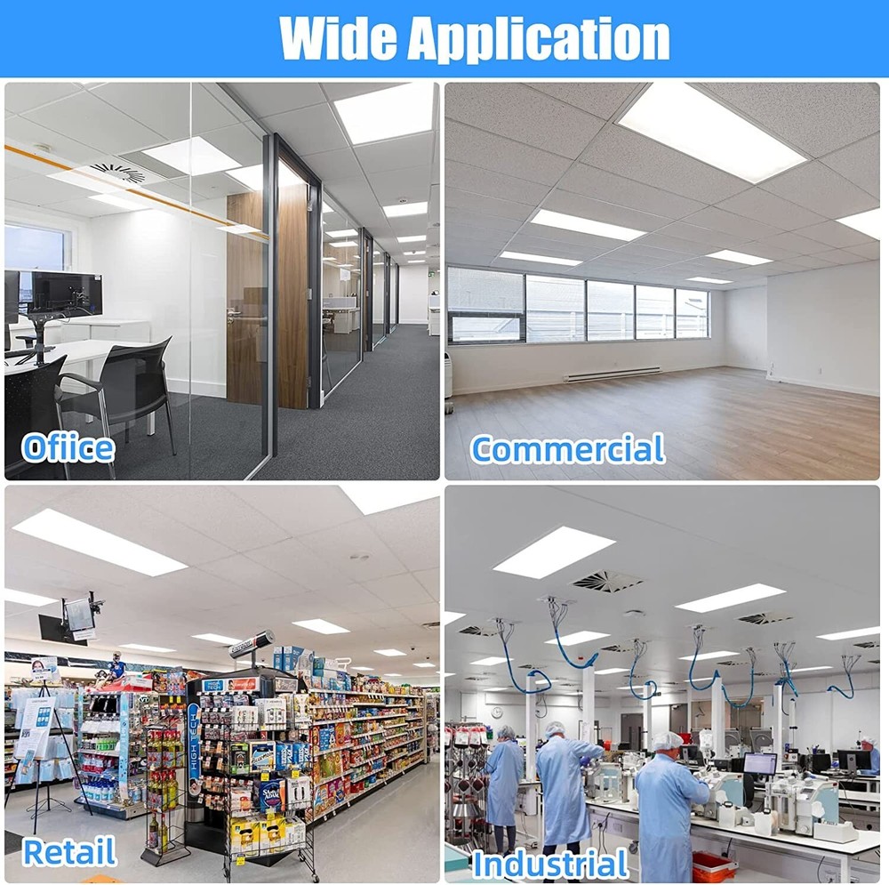 2x4Ft LED Panel Troffer Edge-Lit Flat (4 Pack) 75 Watt,7800LM Drop Ceiling Light