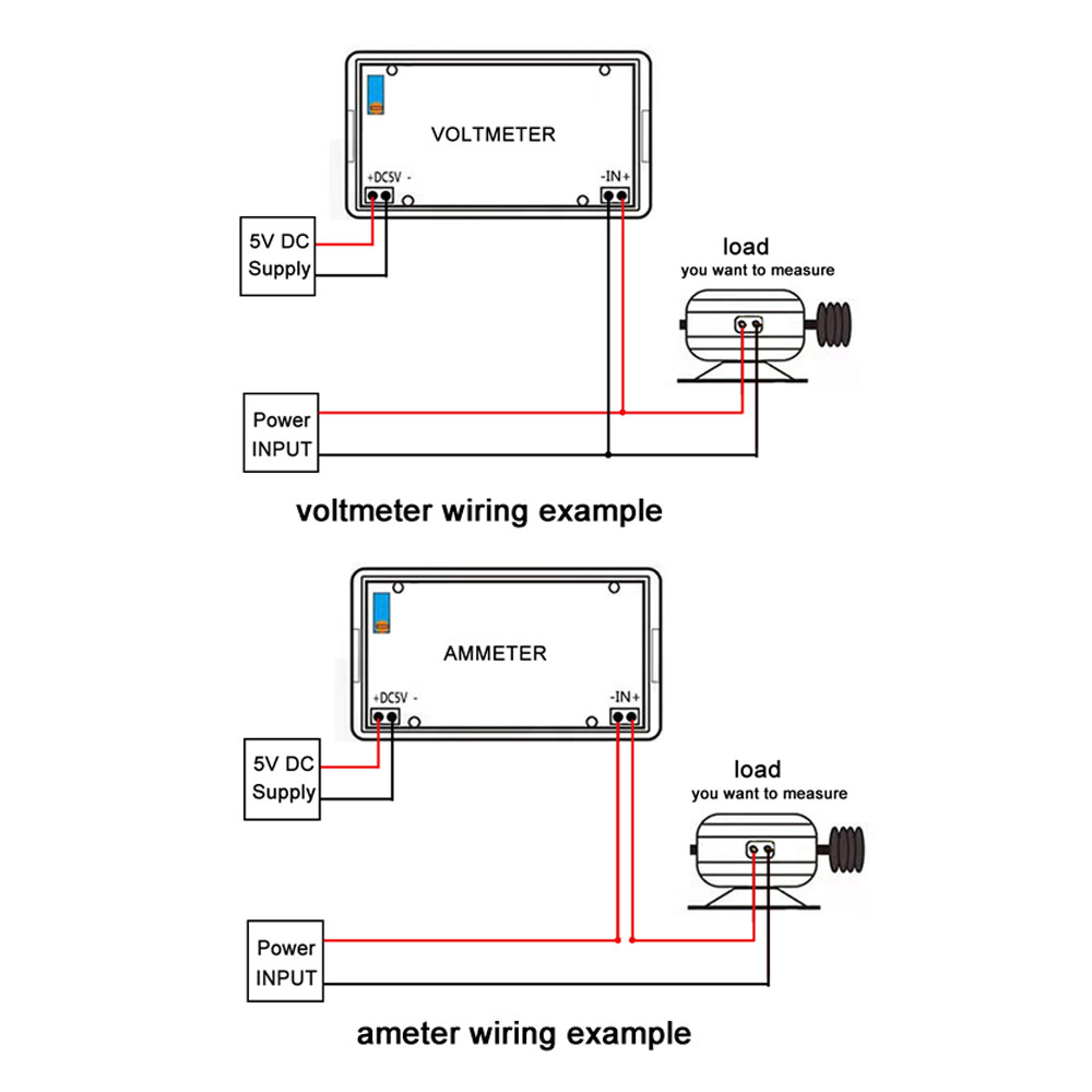 DC Voltmeter Ammeter Current Voltage Meter Red LED 3 1/2 Digit Panel Uncovered