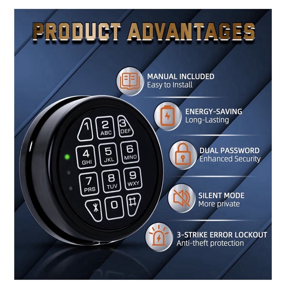 High Security Electronic Safe Lock Replacement Kit With 2 Override Keys