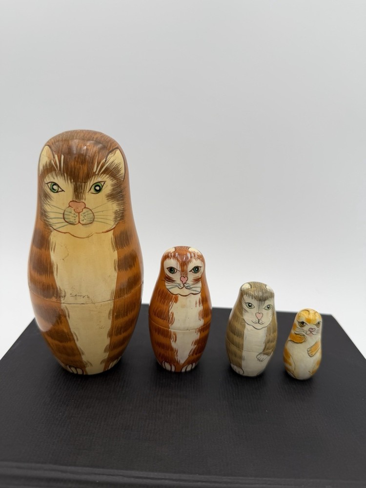 Vintage Cat Nesting Dolls Tag On Bottom