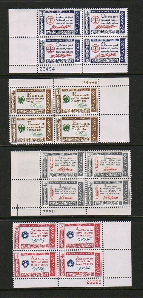 1960 COMMEMORATIVE PLATE BLOCK YEAR SET.  (35) DIFFERENT.  SCV $35