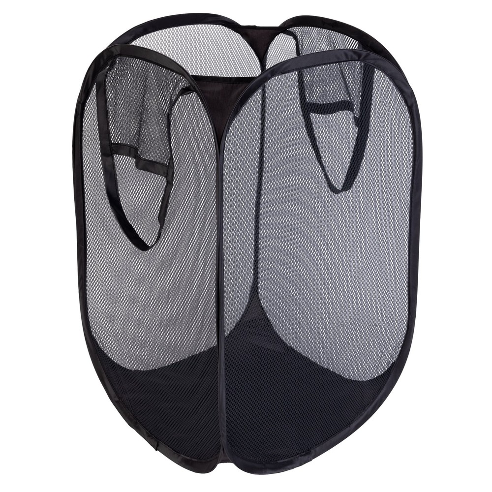 (5 pack) Pop-Up Spiral Polyester Laundry Hamper, Rich Black