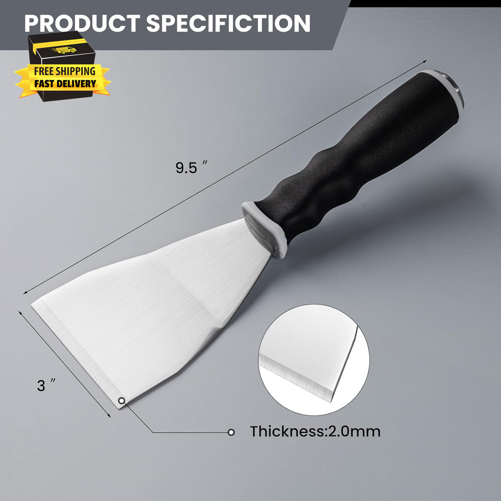 Bent Heavy Duty Scraper, 3" Bent Scraper with Pole Socket Hammer End, Stainless
