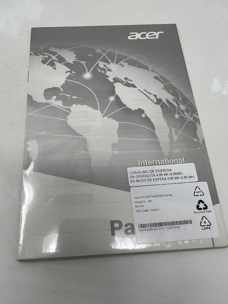 Aspire ZRL 5749 / 5749A / 5349 Notebook Computer Manual