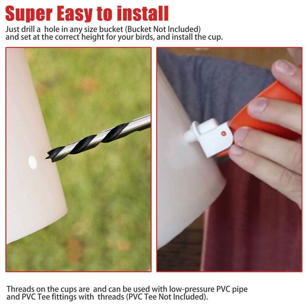 8 PCS Automatic Waterer Poultry Chicken Water Cup Feeder Drinker Drinking Bowl