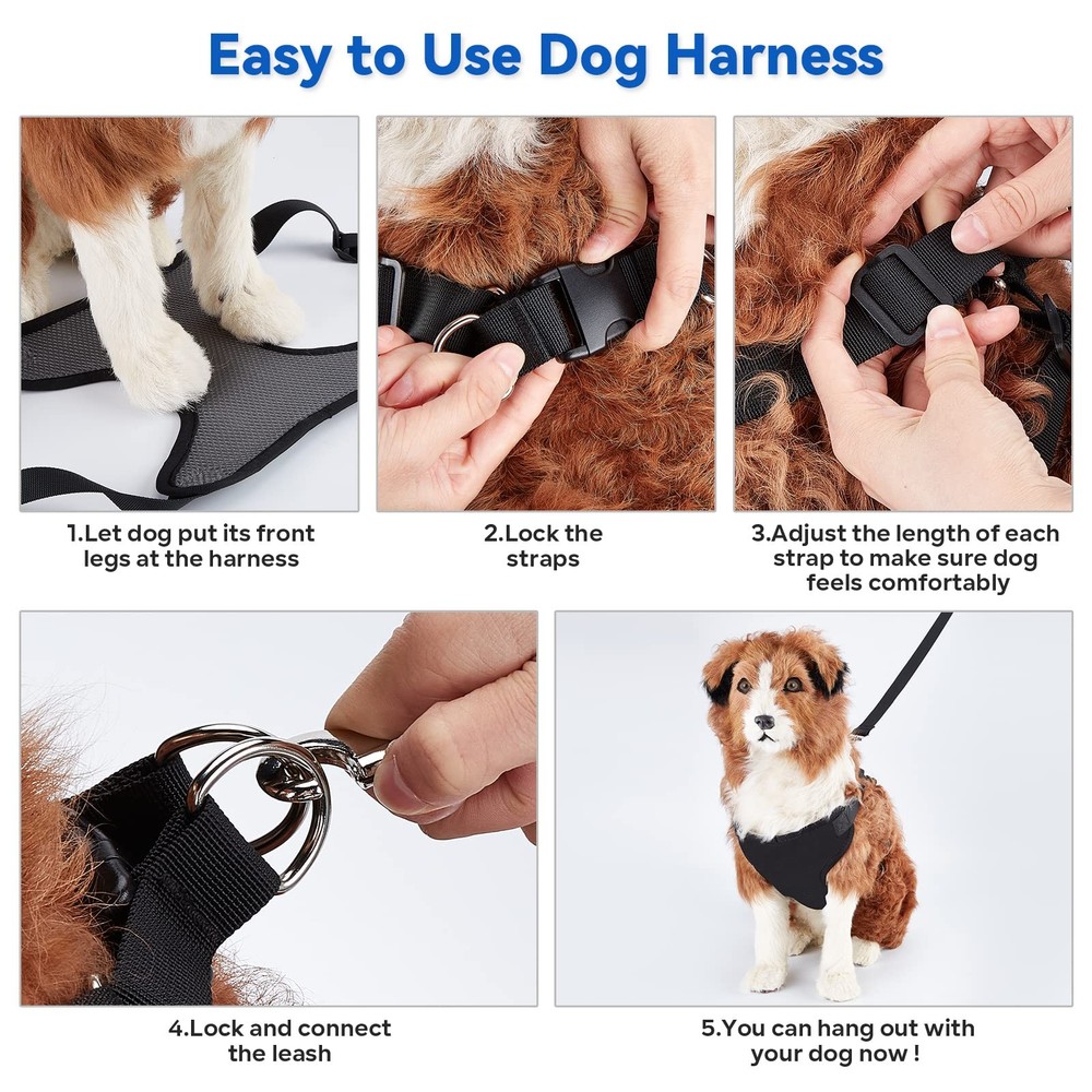 2 in 1 Pet Grooming Hammock with No-Pull Harness Disassembles into Leash Adju...