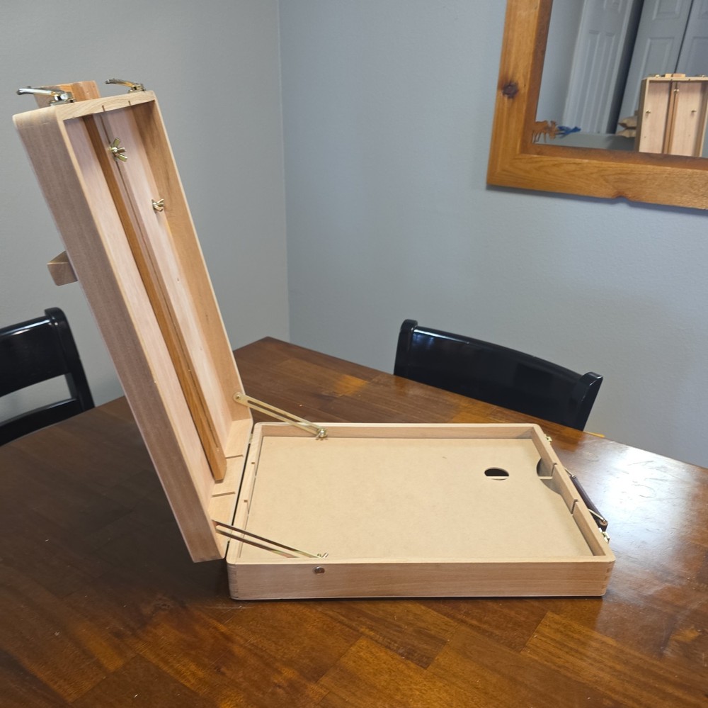 Wooden Folding Easel Pull Out Tray With Handle Latching