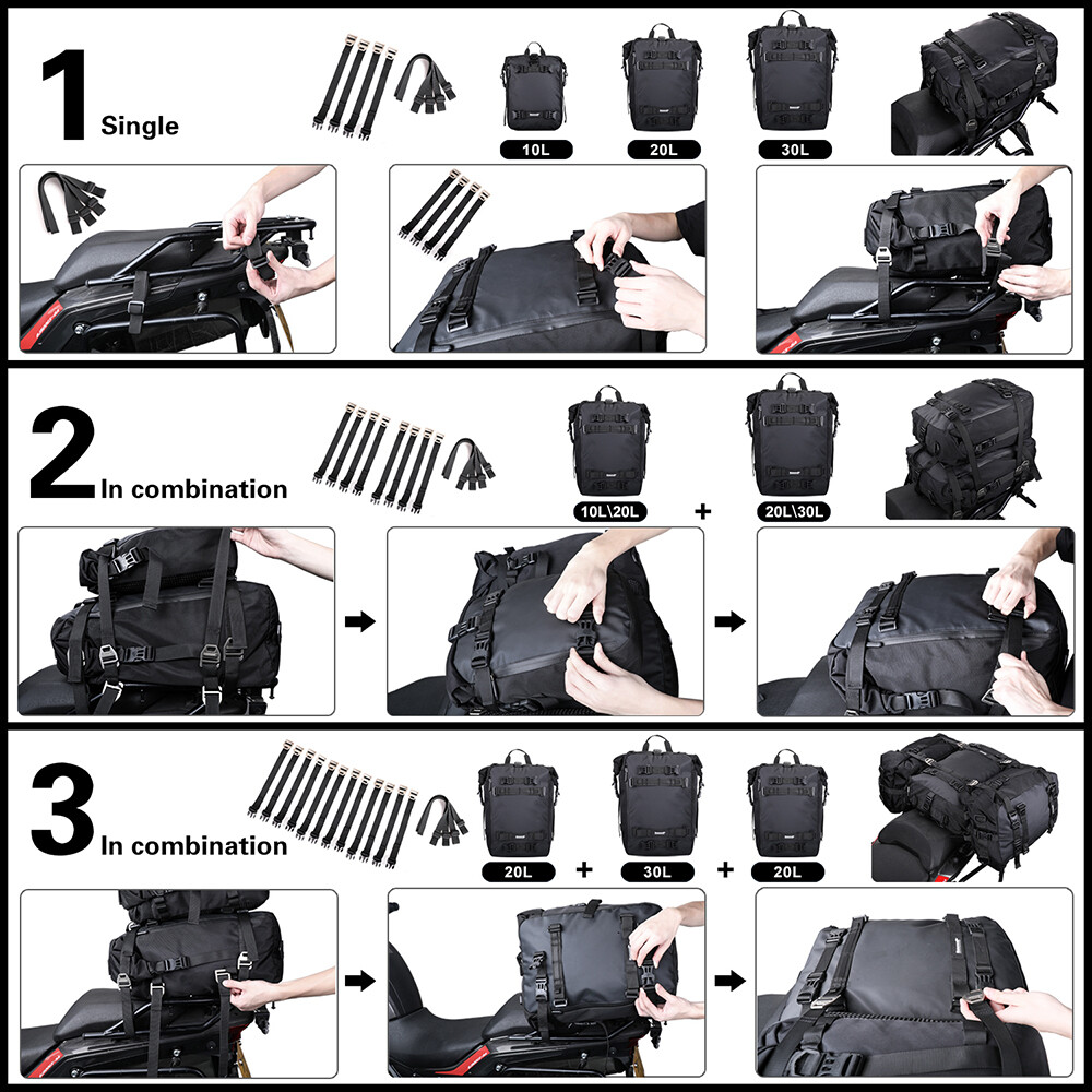 Motorcycle Rear Seat Bag 10L Riding Shoulder Backpack Multi-function Waterproof