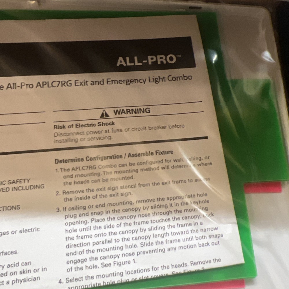 NEW - Exit Emergency Light Hardwired Exit Sign LED Light 2 Color ALL-PRO