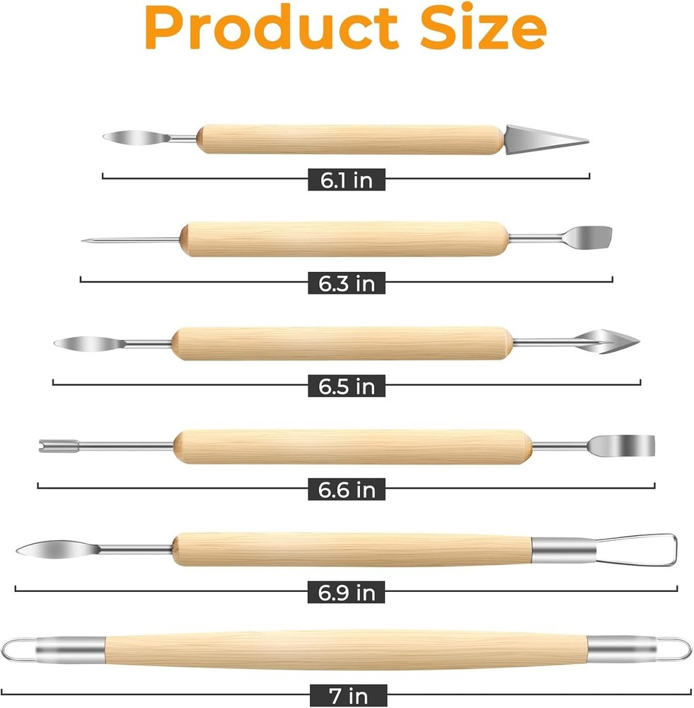 6 Pack Clay Tools Kit - Versatile Pottery & Sculpting Tools for Creatives