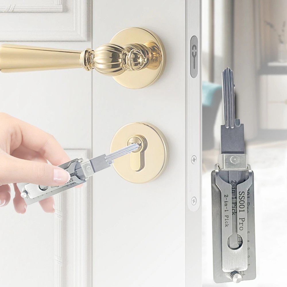 2-in-1 Stainless Steel Key Decoder SS001 PRO Lock Decoder Repair Tools-(1pc)*