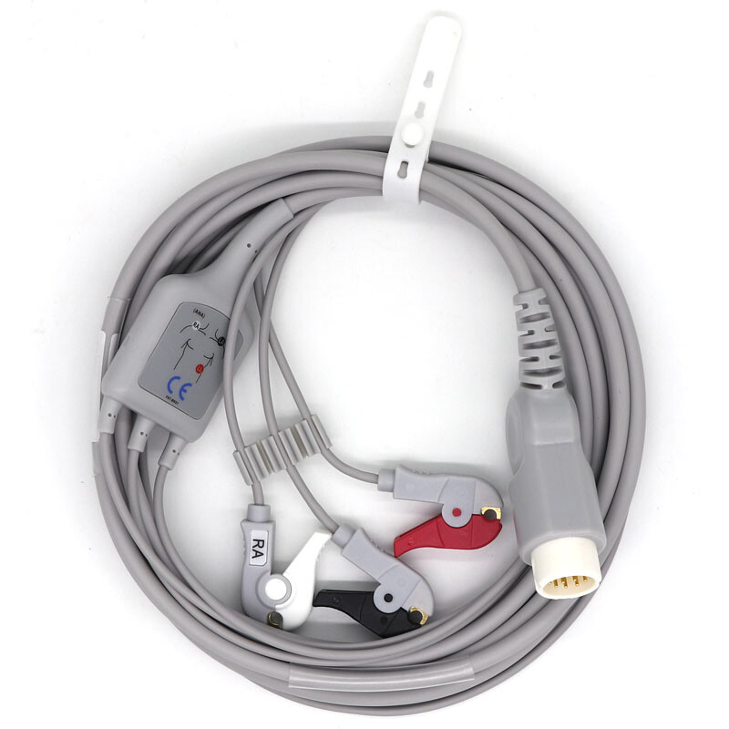 3 Leads ECG cable compatible with Philips EKG Electrode cable electrocardiograph